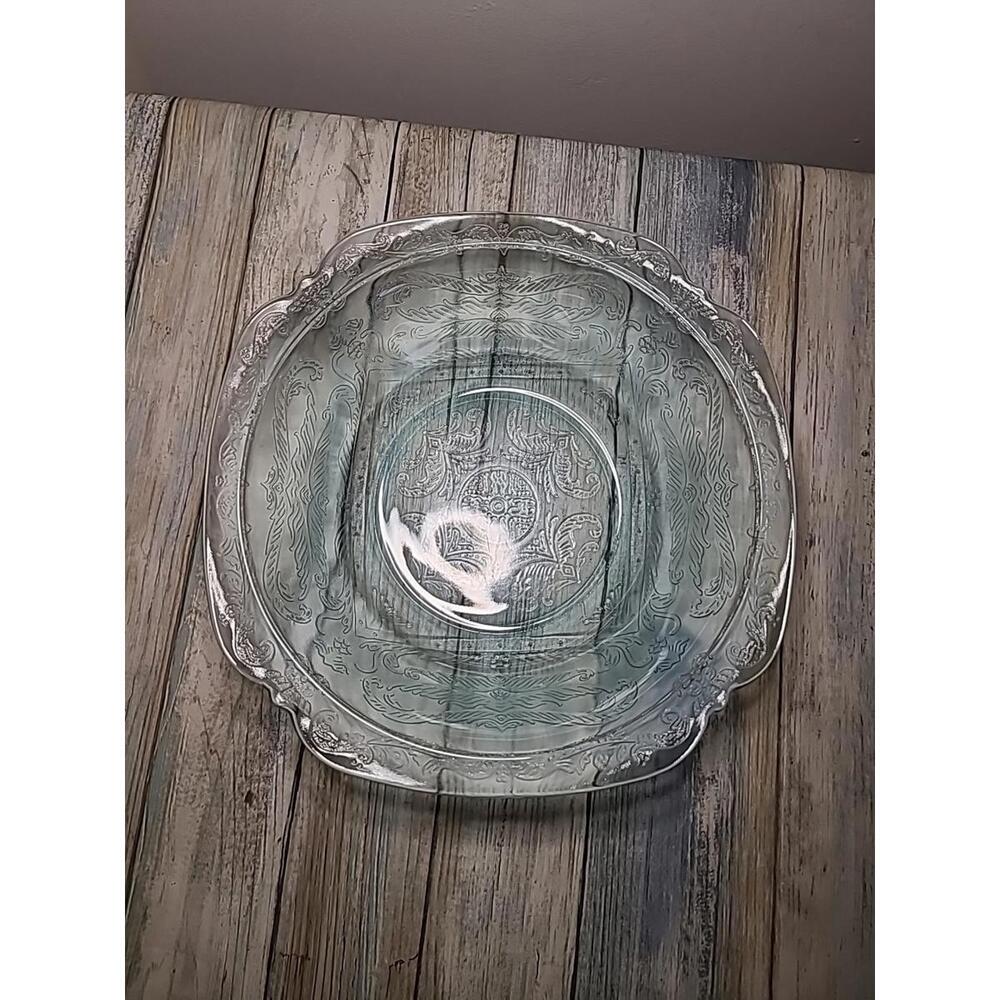 Federal Glass Madrid Light Blue Pressed Glass Bowl 9.5 In
